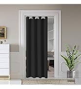 AOSKY Door Curtains for Doorway Privacy, Black Grommet Closet Curtains for Bedroom, Door Window C...