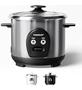 MOOSUM 3-Cup Uncooked Rice Cooker Small, Stainless Steel Non-Toxic Inner Pot, One-Touch Multifunc...
