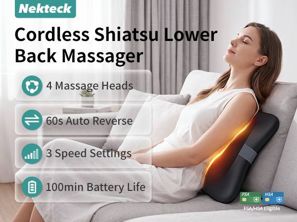 Cordless Shiatsu Lower Back Massager