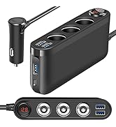 [Upgraded Version] Electop Quick Charge 3.0 Car Cigarette Lighter Splitter Adapter 3 Socket USB C...