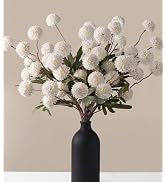 HyeFlora Fake Kiku Flowers, Faux Silk Pompon Mums Artificial Flowers, Chrysanthemum Stems Floral ...