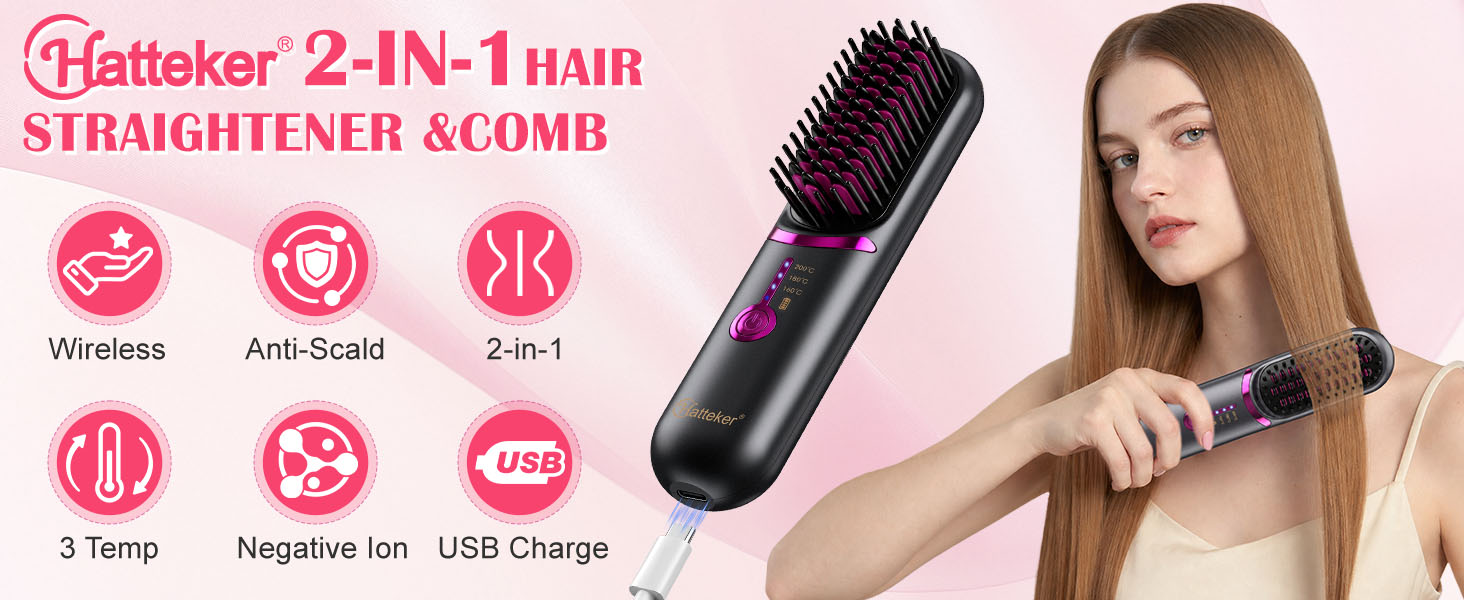 cordless hair straightener brush