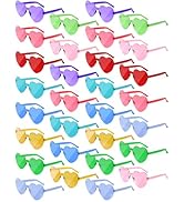 NACHLYNN 30 Pairs Heart Sunglasses Candy Color Heart Glasses Women Rimless Heart Shaped Sunglasse...