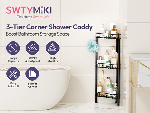 Corner Shower Caddy Standing Corner Shelf Stand Shower Organizer
