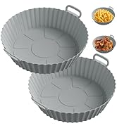 ME.FAN Air Fryer Silicone Liners for 4 to 7 QT [2 Pack] Reusable Air Fryer Basket with Handles &amp; ...