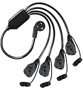 KUNCAN 4 Plug Outlet Adapter - 45 Degree Angled Flat Plug NEMA 5-15P 1 to 4 NEMA 5-15R with Conne...