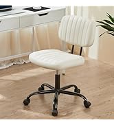 Sweetcrispy Small Office Computer Desk Chair with Wheels and Lumbar Support, Comfy Cute Armlees P...