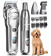 oneisall Dog Clippers for Grooming Thick Hair Coats, Low Noise Dog Grooming Kit Waterproof, 3 Spe...