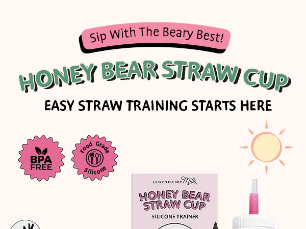 Honey Bear Straw Cup for Baby &amp; Toddler Silicone Squeeze Training Straw Cup Leak Resistant BabySippy