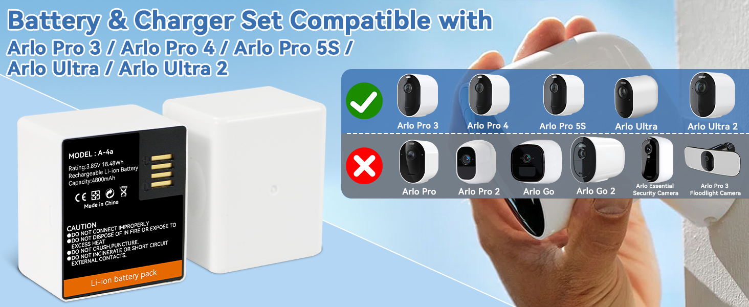 Compatible with Arlo Ultra, Ultra 2, Pro 3, Pro 4, Pro 5, Pro 5S 2K Cameras