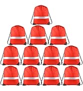 KUUQA 12 Pack Drawstring Backpack Bag with Reflective Strip, String Backpack Bulk Cinch Sack Bags...