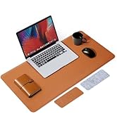 RENMTURE Double Thickened Leather Mouse Pad, Large Desk Mat, Big Felt Mouse mat, Desktop Accessor...