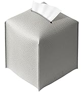 REGELETO Square Tissue Box Cover, Pu Leather Tissue Box Holder with Bottom Belt Modern Stylish Ti...