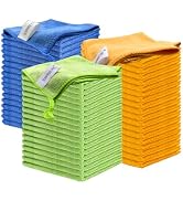 SURPRISE PIE Microfiber Cloth for Kitchen Housekeeping Cleaning Soft 54PK(18*Green 18*Blue 18*Ora...