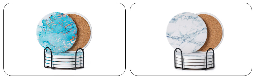 Drink Coasters with Holder, Absorbent Coaster Sets of 6