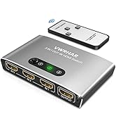 HDMI Switch 3 in 1 Out 4K UHD HDMI Switcher Splitter, Automatic Switch with Remote Metal HDMI Swi...