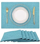 homing Cotton Linen Placemats Set of 6, Cloth Washable Farmhouse Dining Table Mats for Indoors &amp; ...
