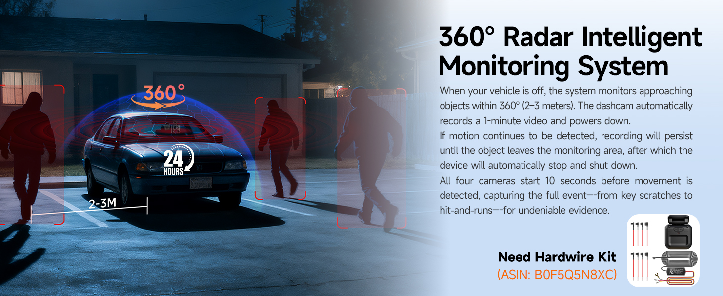 24/7 recording dash cam 360