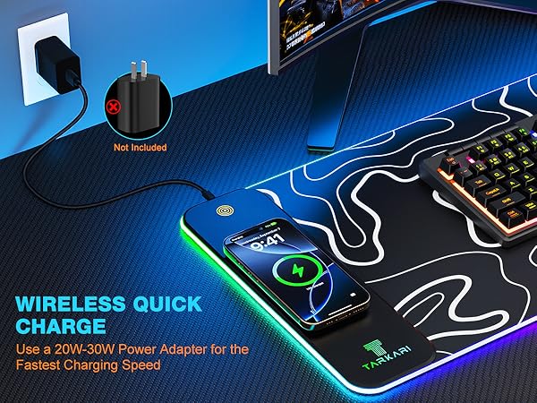 TARKARI Magnetic Wireless Charging RGB Mouse Pad