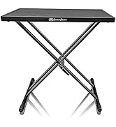 AxcessAbles Lightweight 28x16 Portable DJ Table Stand | DJ booth with Double-X Keyboard Stand | D...