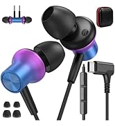 USB C Headphones Wired for iPhone 17 Pro Max Air 16 15 Plus/iPad Air, 90° Right Angle Type C Earp...