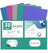 RAZCC 30 Pack 2 Pocket Folders - Letter Size, Assorted 5 Colors