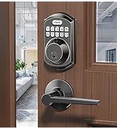 TEEHO TE001L Keyless Entry Door Lock with 2 Handles - Electronic Keypad Deadbolt with Door Lever,...