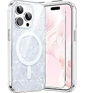 WATEFULL Compatible with iPhone 15 Pro Max MagSafe Case for Women Girls, Opal Pearly Bling Luxury...