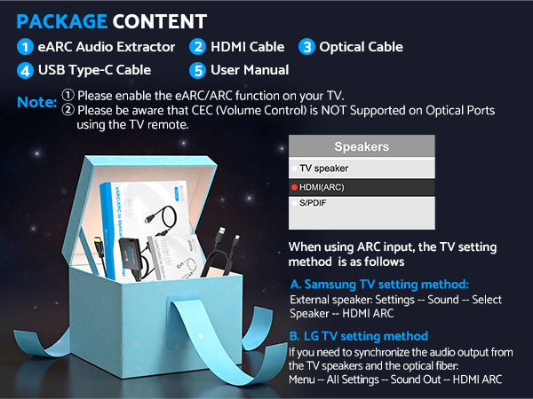 Professional eARC/ARC to Optical Audio Extractor