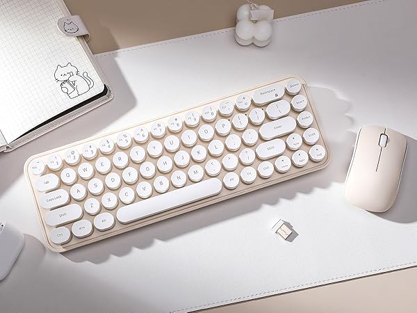 i68 Wireless Typewriter Keyboard and Mouse Combo