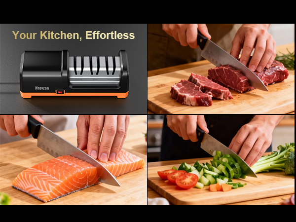 Hrevzon Knife Sharpener Electric Work Sharp for Kitchen Knives