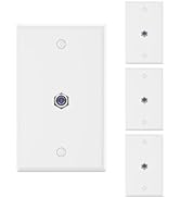 VCE 3GHz Coax Wall Plate UL-Listed, 1-Port Coaxial Cable Wall Plate with Nickel-Plated F-Type Key...