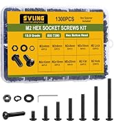 SVLING 1300PCS M2 Bolt Assortment Kit, Hex Socket Button Head Screws Nuts Bolts Washer Assortment...