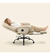 FLEXISPOT Luno 2-in-1 Chaise Lounge Chair Indoor with Wheels Footrest 90-165° Reclining Lumbar Su...