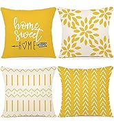 YCOLL Pillow Covers 18x18 Set of 4, Modern Sofa Throw Pillow Cover, Decorative Home Outdoor Linen...