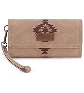X Wrangler Western Wallet for Women RFID Blocking Wristlet Wallets with Aztec Embroidery