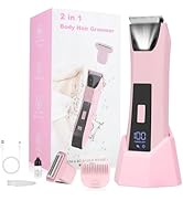 2-in-1 Bikini Trimmer for Women - Electric Razor &amp; Pubic Hair Shaver with LED Light &amp; Display, IP...