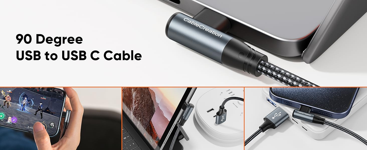 90 degree USB to USB C Cable