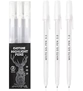 IOMDRWU White Gel Pens, 3 Tip Sizes Pack, Fine 0.5mm/Medium 0.8mm/Bold 1.0mm, White Ink Pen For A...