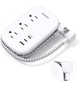 Flat Plug Power Strip, USB C Travel Power Strip Ultra Flat Extension Cord - 3 Outlets with 3 USB ...