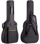 CAHAYA 41 In Acoustic Guitar Bag 0.35 In Thick Padding Water Resistent Dual Adjustable Shoulder S...