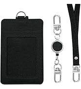 Larpur ID Badge Holder with Retractable Reel and Detachable Lanyard, Vertial Card Holders, Clear ...