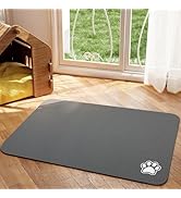 HotLive Pet Feeding Mat - Dark Grey 12"x 19" | Absorbent Dog Mat for Food and Water, No Stains Ca...
