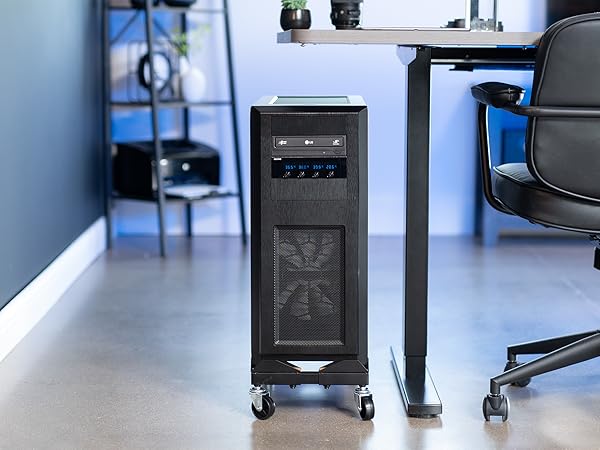pc cart frame with steel corners, cork padding and locking casters