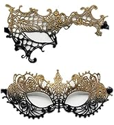 TFTSR Masquerade Masks for Women Couples,Men Mardi Gras Mask,Girls Black Gold Lace Eyes Costume,A...