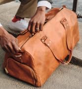 Berliner Bags Genuine Leather Duffle Bag for Travel or the Gym, Travel Bag with Shoe Compartment