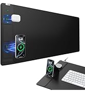 Wireless Charging Mouse Pad with Foldable Phone Holder, 31.5"x15.8" Large Desk Mat for Laptop/Key...