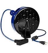 Thonapa 30 ft Retractable Extension Cord Reel with Breaker Switch and 3 Electrical Power Outlets ...