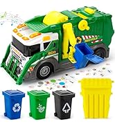 Large Garbage Truck Toy Set for Boys Ages 3 4 5 6 7 8, Kids Trash Truck with Sound, Light, Dumpst...