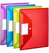 Plastic Envelopes, LEOBRO 4 Pack Plastic File Folders for Documents, Plastic Envelopes with Snap ...